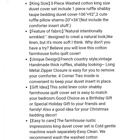 🆕⭐ Farmhouse Shabby chic rustic duvet cover set - Picture 4 of 9